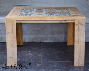 Tuintafel hout mozaïek