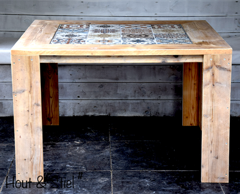 Tuintafel steigerhout mozaïek